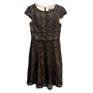 Adrianna Papell Cocktail Dress Sz 2 Black Lace Overlay Classy Mature Luxury
